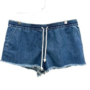 Aerie Stretchy Waist Frayed Hem Jean Shorts Size Large
